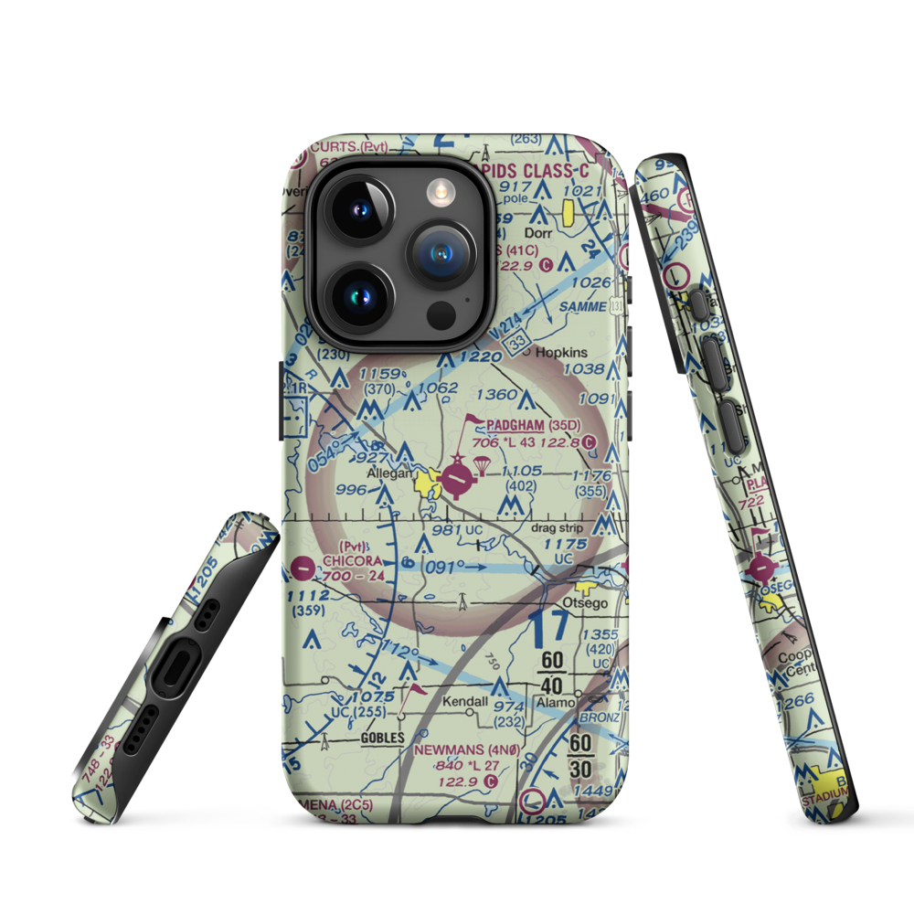 Padgham Field (35D) VFR Sectional  Tough iPhone Case iPhone 15 Pro model shown
