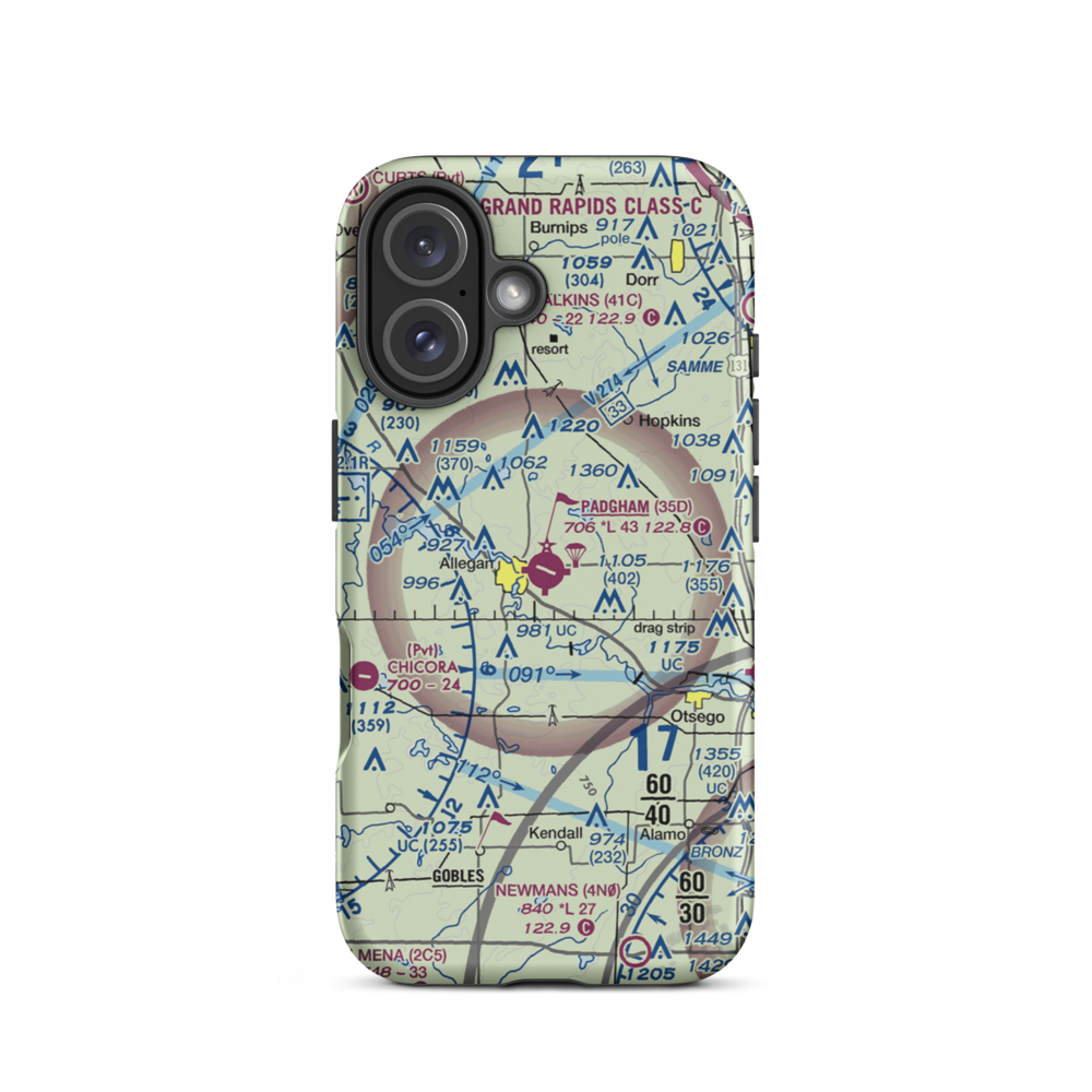 Padgham Field (35D) VFR Sectional  Tough iPhone Case iPhone 16 model shown