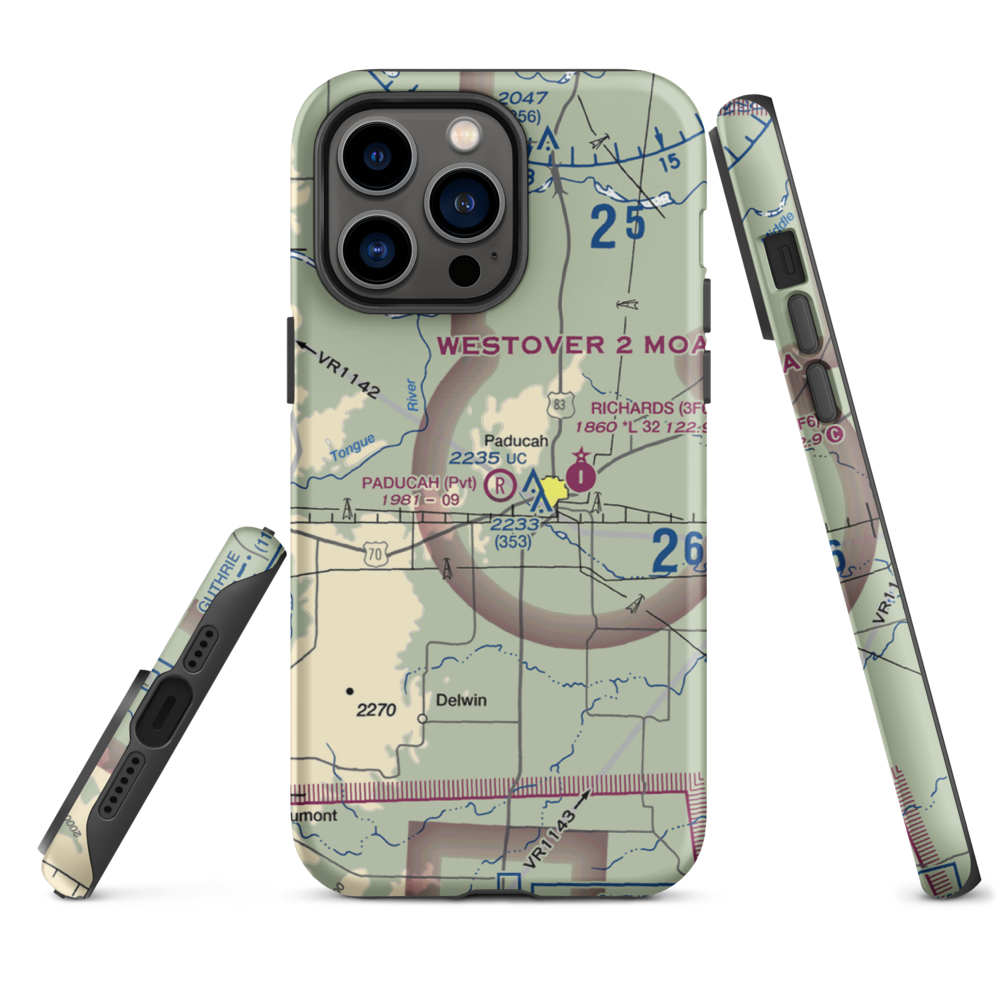 Paducah Airport (2TS5) VFR Sectional  Tough iPhone Case iPhone 14 Pro Max model shown
