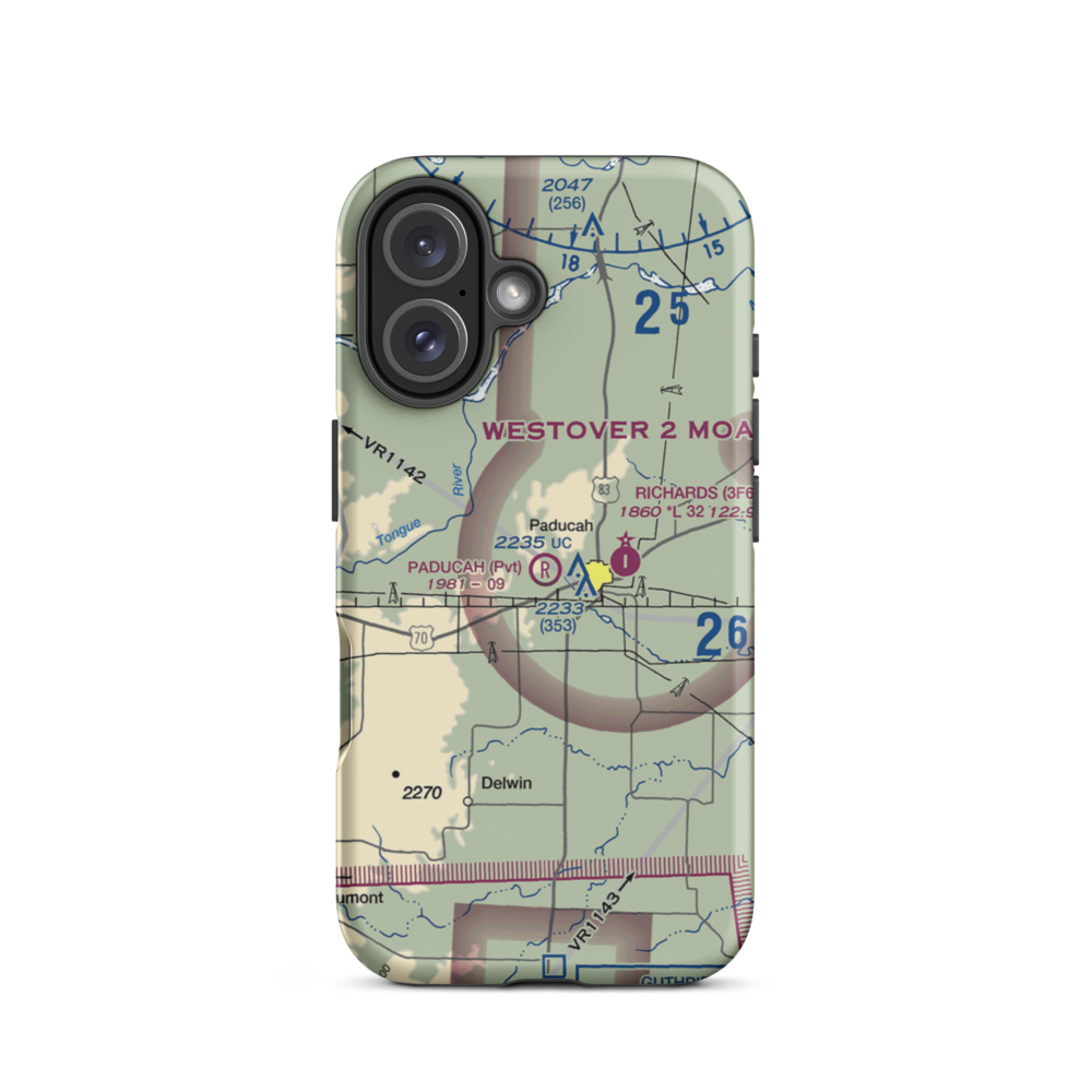 Paducah Airport (2TS5) VFR Sectional  Tough iPhone Case iPhone 16 model shown