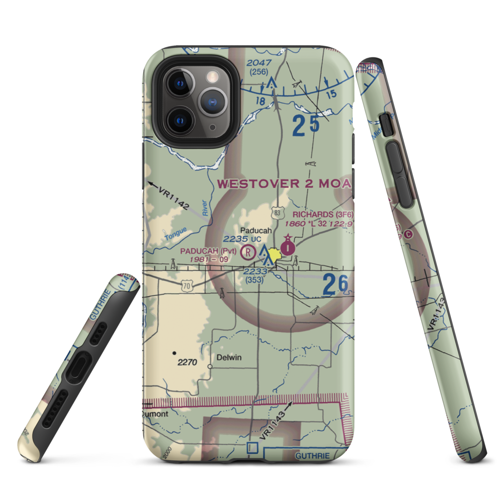 Paducah Airport (2TS5) VFR Sectional  Tough iPhone Case iPhone 11 Pro Max model shown