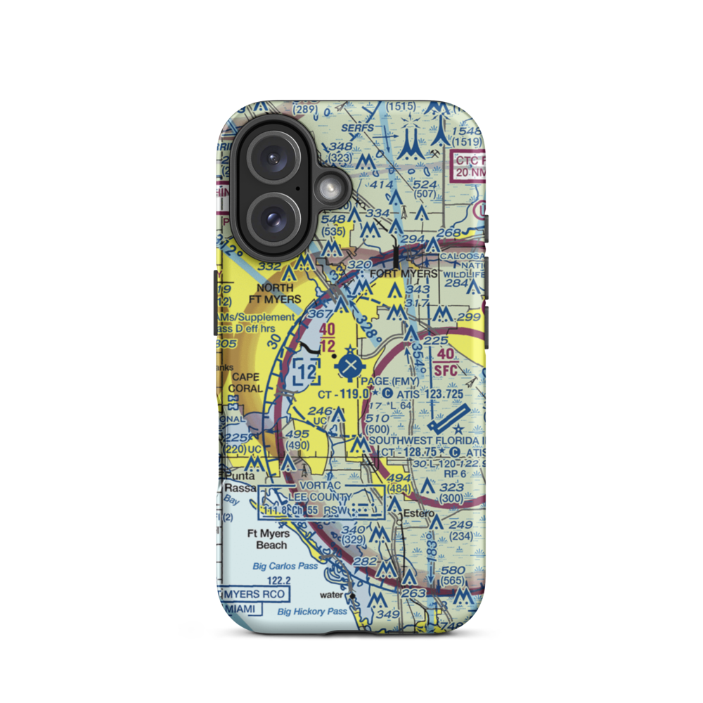 Page Field (FMY) VFR Sectional  Tough iPhone Case iPhone 16 model shown