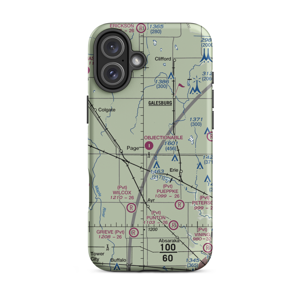 Page Regional Airport (64G) VFR Sectional  Tough iPhone Case iPhone 16 Plus model shown