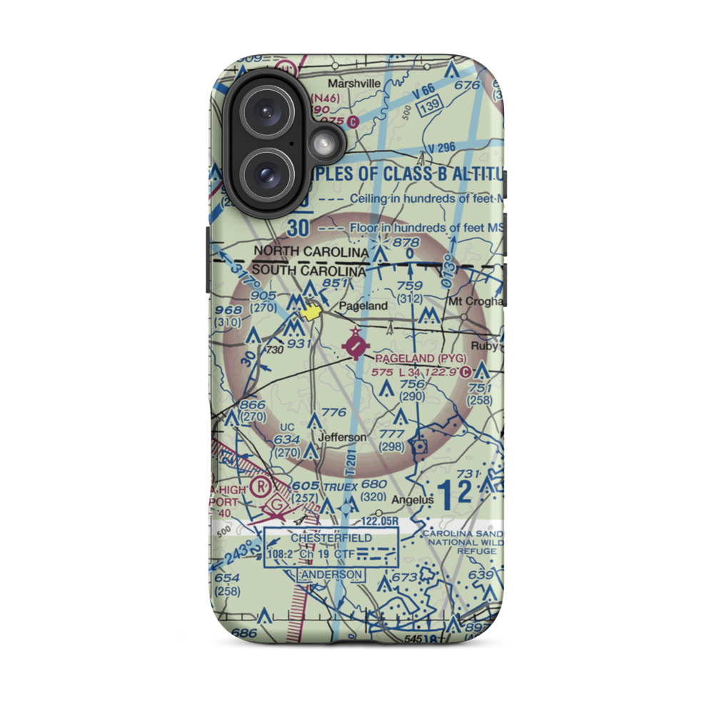 Pageland Airport (PYG) VFR Sectional  Tough iPhone Case iPhone 16 Plus model shown