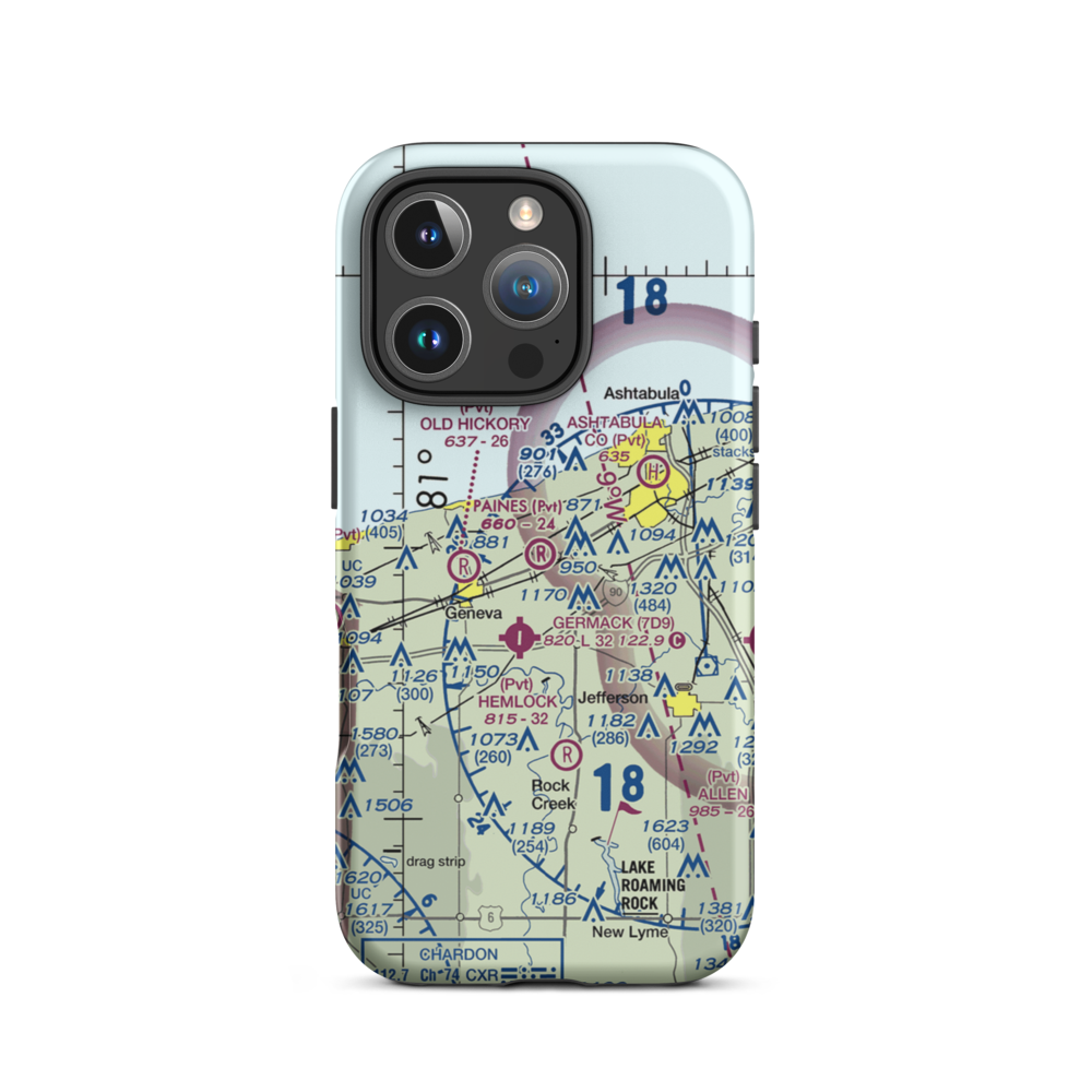 Paine's Airport (98OH) VFR Sectional  Tough iPhone Case iPhone 16 Pro model shown