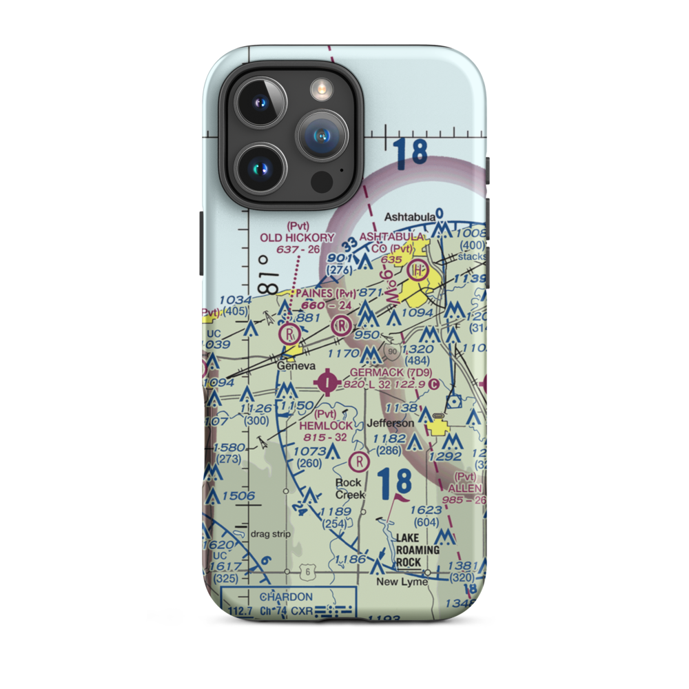 Paine's Airport (98OH) VFR Sectional  Tough iPhone Case iPhone 16 Pro Max model shown