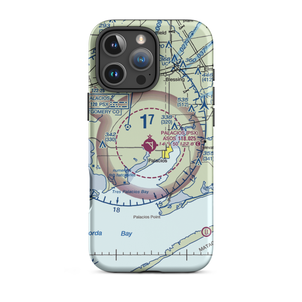 Palacios Municipal Airport (PSX) VFR Sectional  Tough iPhone Case iPhone 16 Pro Max model shown