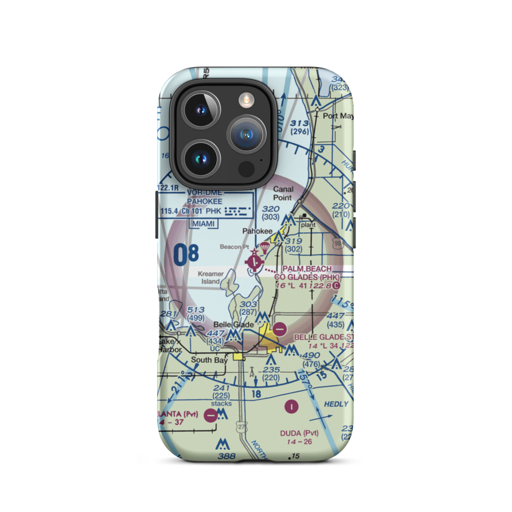Palm Beach County Glades Airport (PHK) VFR Sectional  Tough iPhone Case iPhone 16 Pro model shown