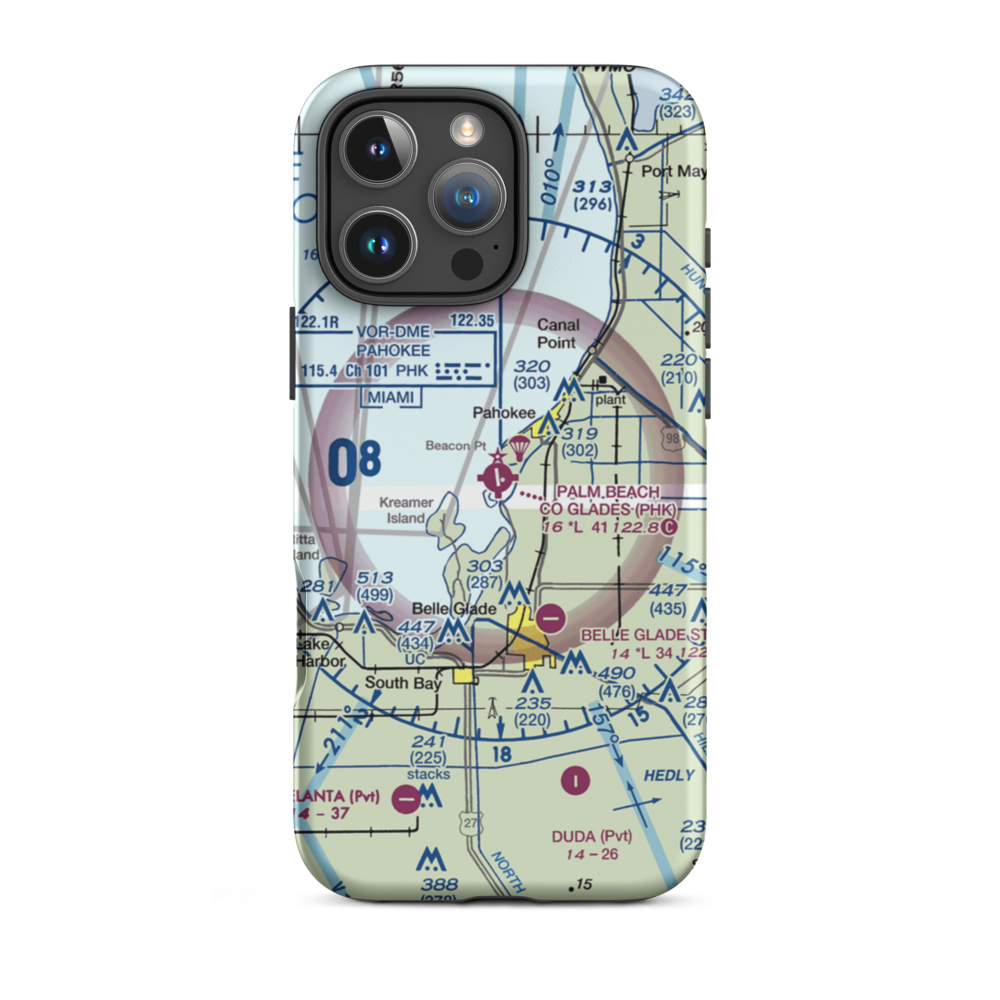 Palm Beach County Glades Airport (PHK) VFR Sectional  Tough iPhone Case iPhone 16 Pro Max model shown