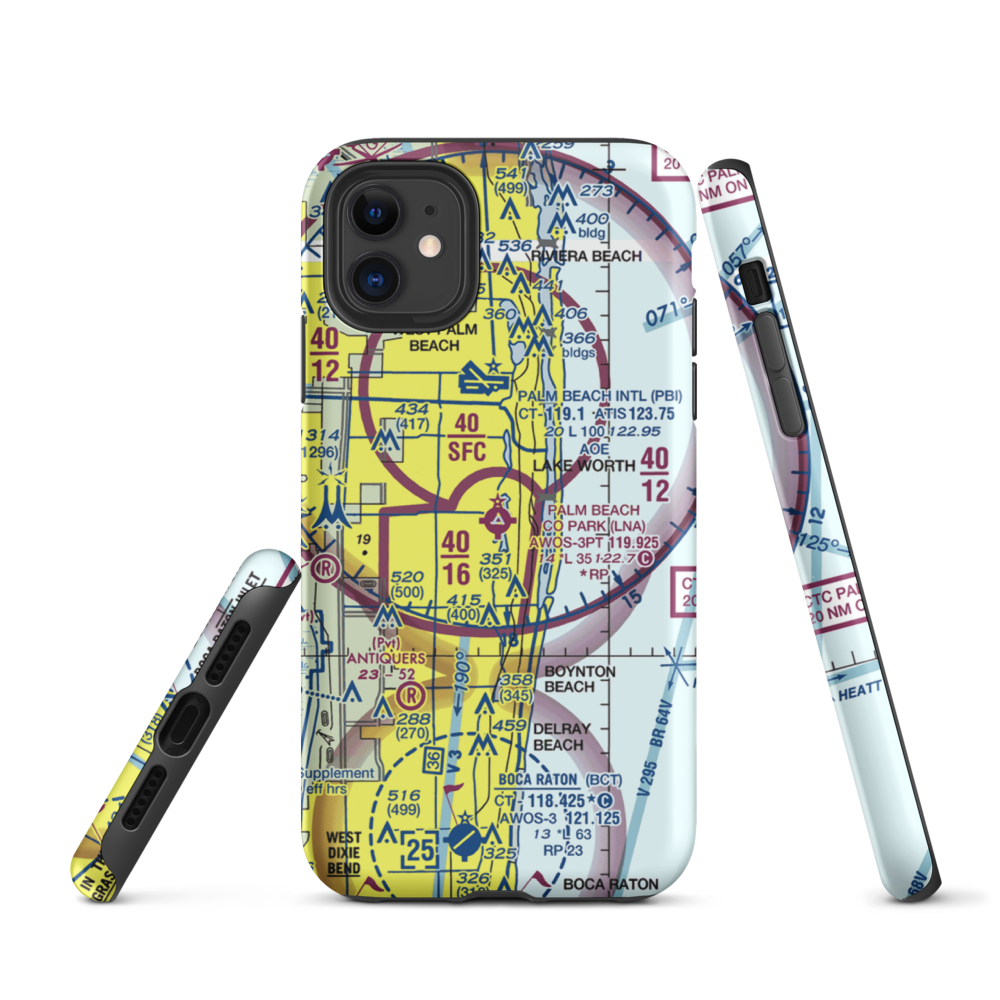 Palm Beach County Park Airport (LNA) VFR Sectional  Tough iPhone Case iPhone 11 model shown