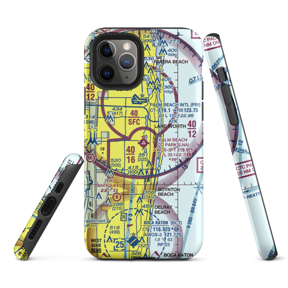 Palm Beach County Park Airport (LNA) VFR Sectional  Tough iPhone Case iPhone 11 Pro model shown