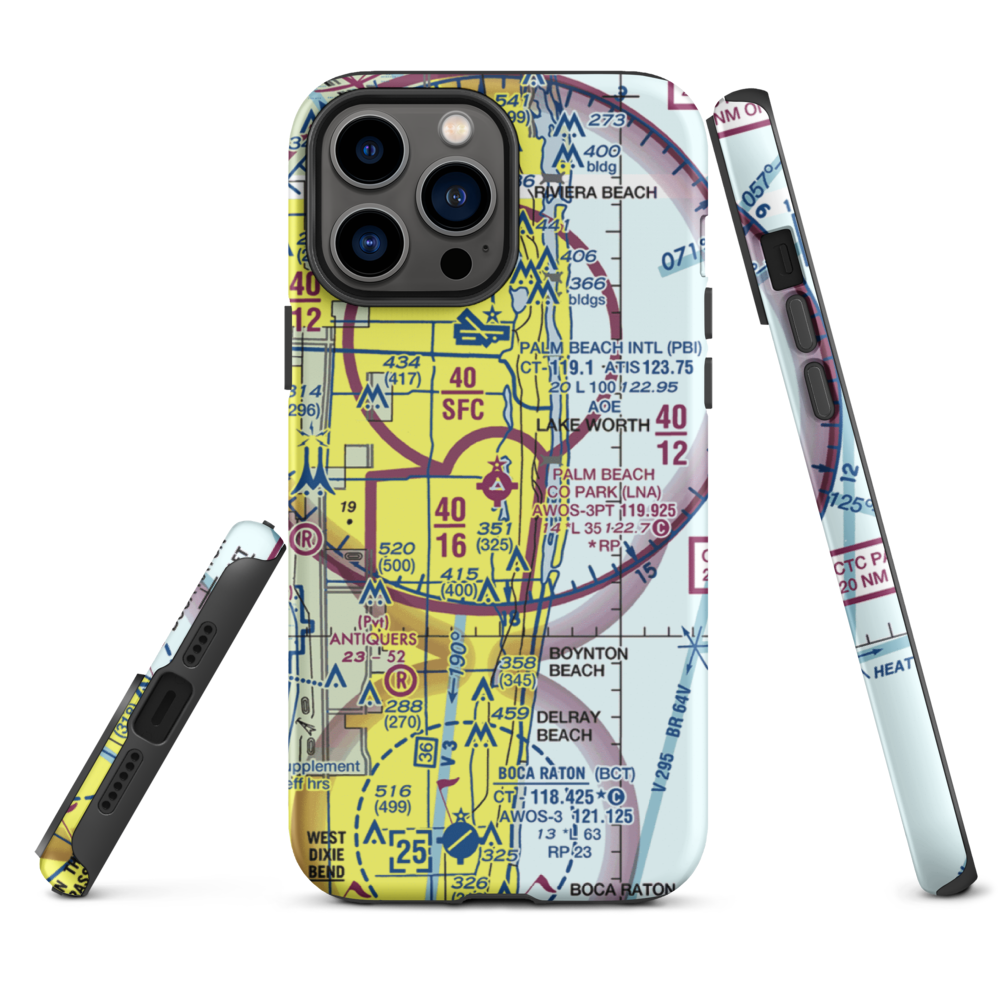 Palm Beach County Park Airport (LNA) VFR Sectional  Tough iPhone Case iPhone 13 Pro Max model shown