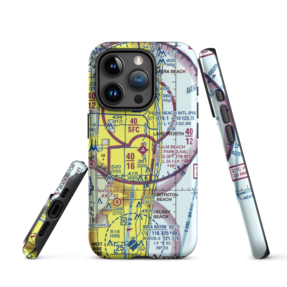 Palm Beach County Park Airport (LNA) VFR Sectional  Tough iPhone Case iPhone 15 Pro model shown