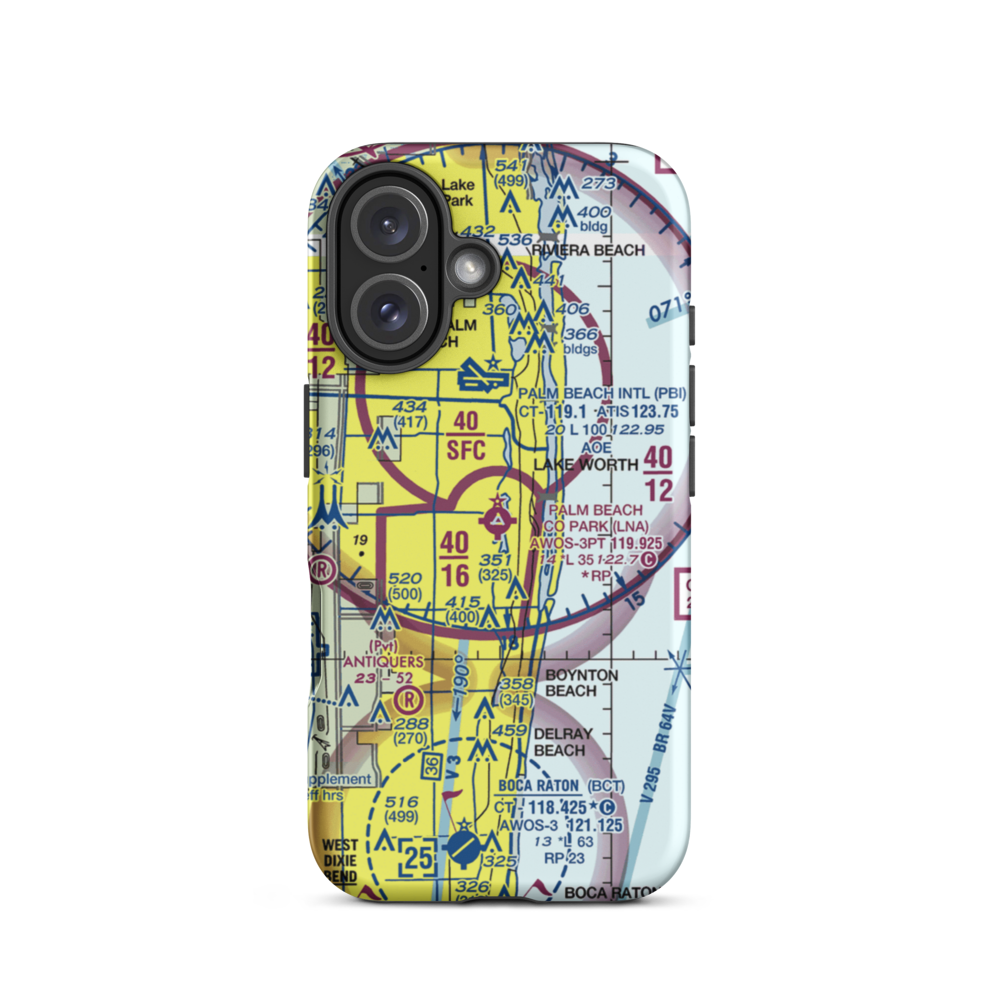Palm Beach County Park Airport (LNA) VFR Sectional  Tough iPhone Case iPhone 16 model shown
