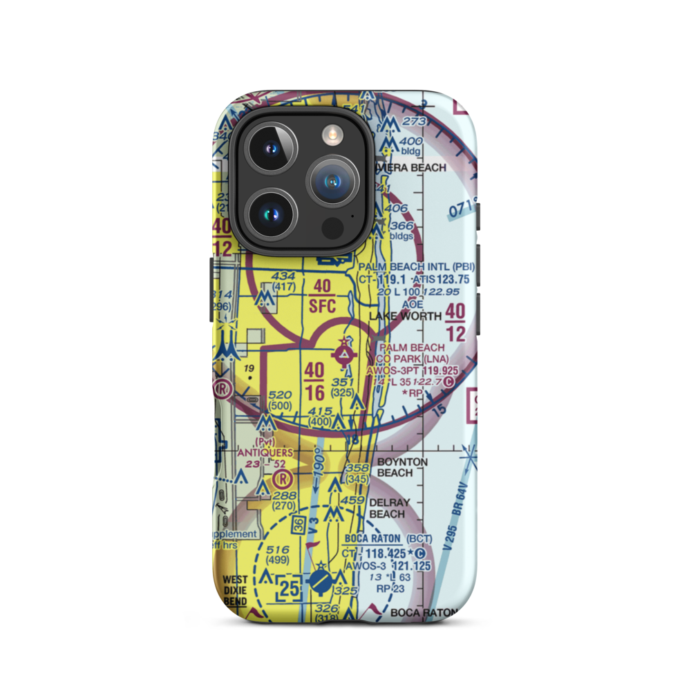 Palm Beach County Park Airport (LNA) VFR Sectional  Tough iPhone Case iPhone 16 Pro model shown