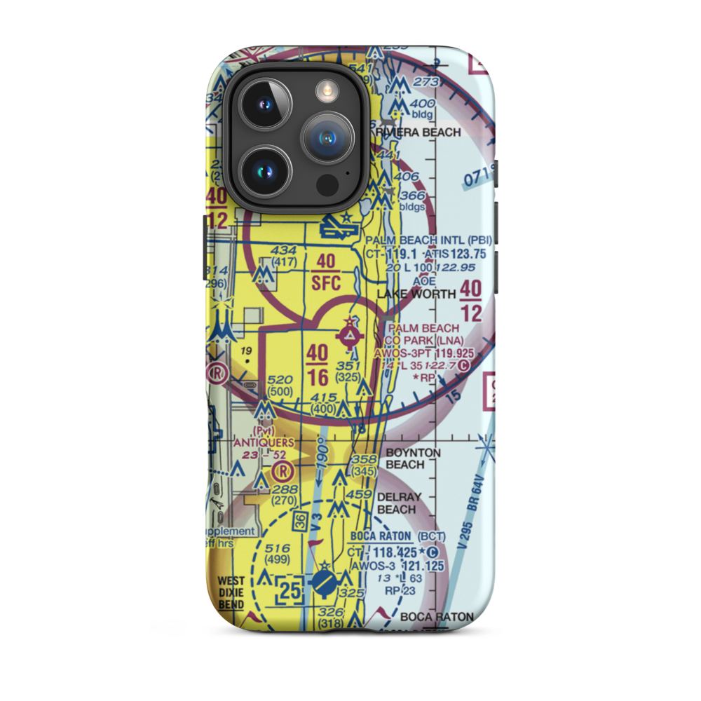 Palm Beach County Park Airport (LNA) VFR Sectional  Tough iPhone Case iPhone 16 Pro Max model shown