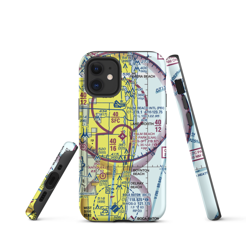 Palm Beach County Park Airport (LNA) VFR Sectional  Tough iPhone Case iPhone 12 mini model shown