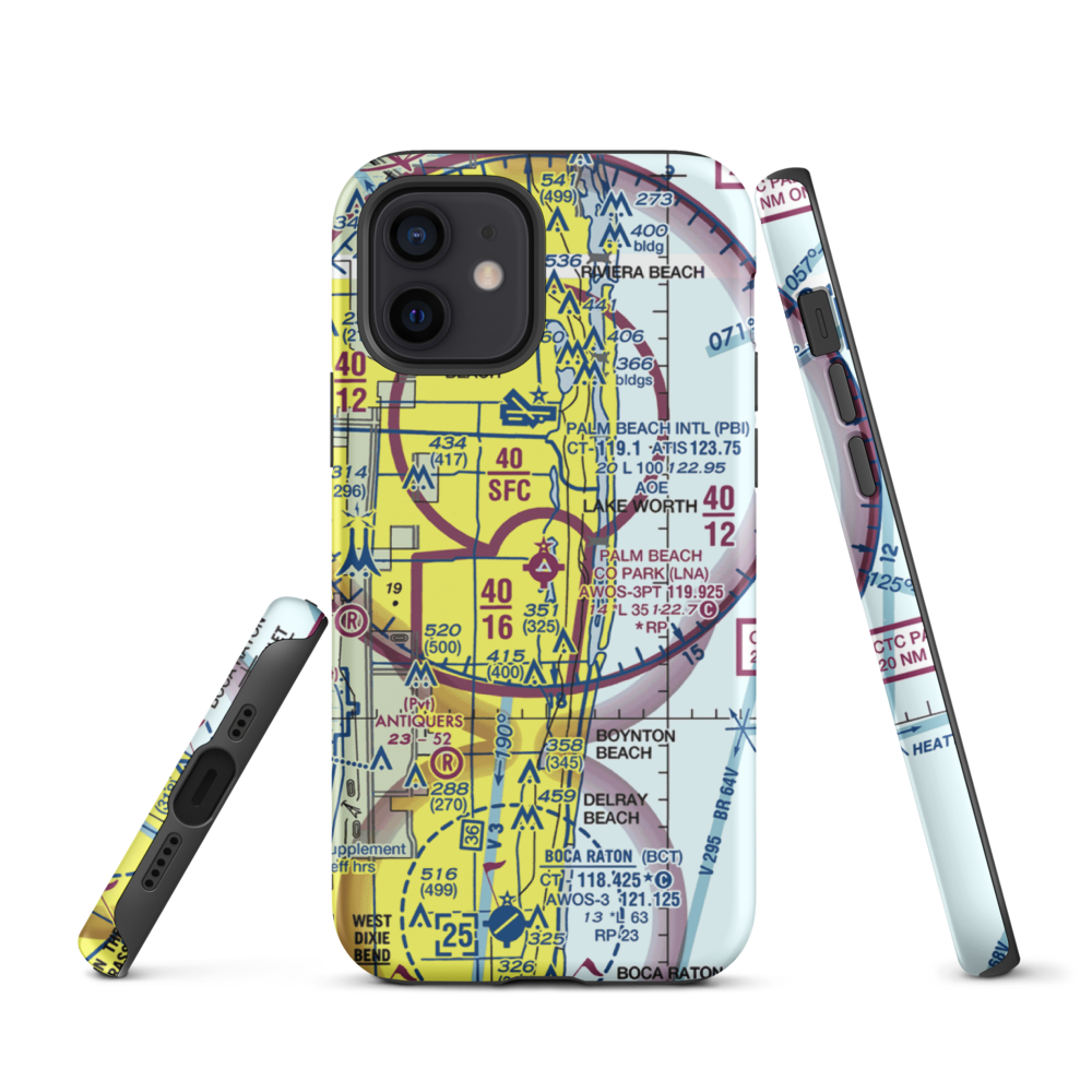 Palm Beach County Park Airport (LNA) VFR Sectional  Tough iPhone Case iPhone 12 model shown
