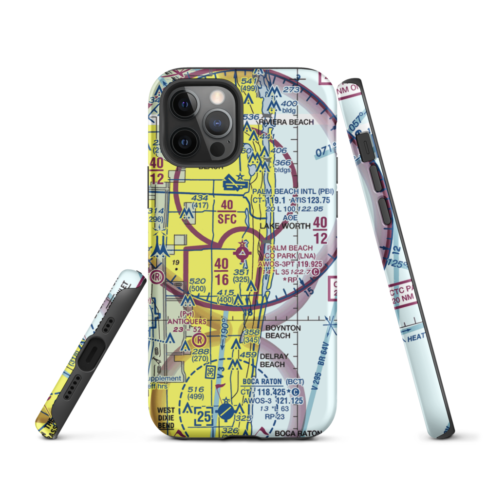 Palm Beach County Park Airport (LNA) VFR Sectional  Tough iPhone Case iPhone 12 Pro model shown