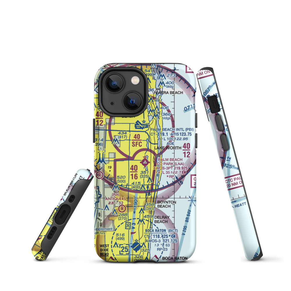 Palm Beach County Park Airport (LNA) VFR Sectional  Tough iPhone Case iPhone 13 mini model shown