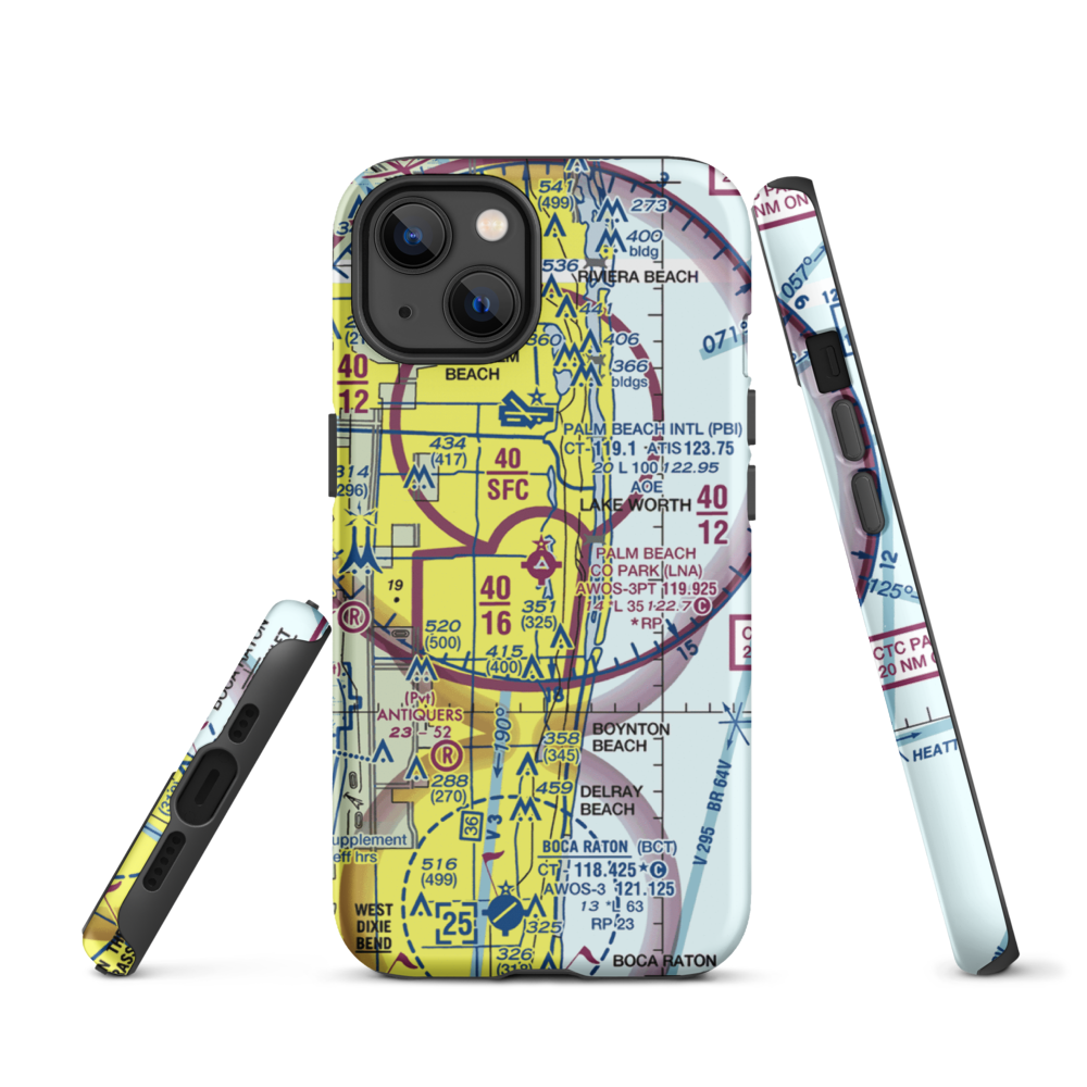 Palm Beach County Park Airport (LNA) VFR Sectional  Tough iPhone Case iPhone 13 model shown