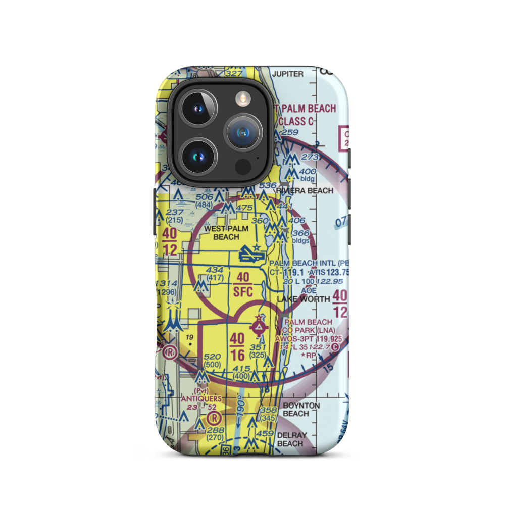 Palm Beach International Airport (PBI) VFR Sectional  Tough iPhone Case iPhone 16 Pro model shown