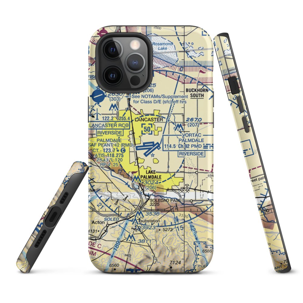 Palmdale Regional/USAF Plant 42 Airport (PMD) VFR Sectional  Tough iPhone Case iPhone 12 Pro Max model shown