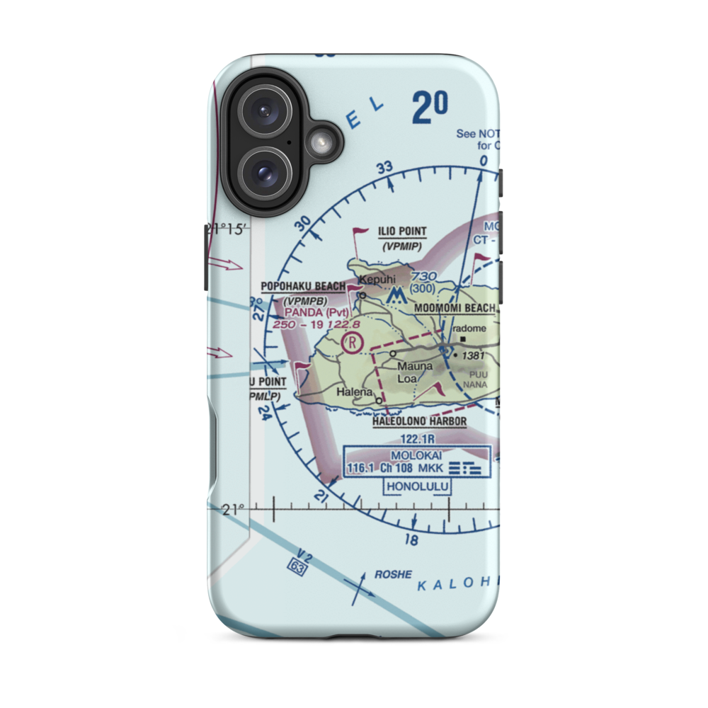 Panda Airport (HI49) VFR Sectional  Tough iPhone Case iPhone 16 Plus model shown