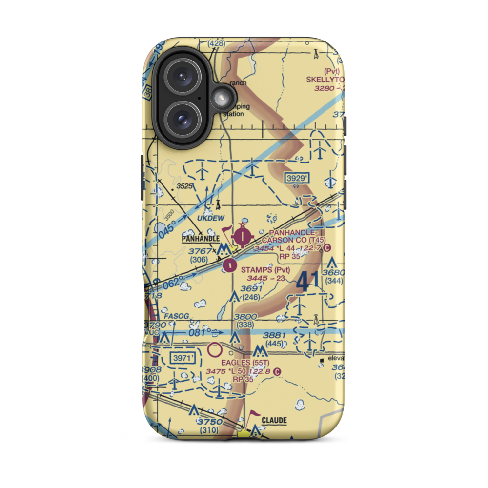 Panhandle Carson County Airport (T45) VFR Sectional  Tough iPhone Case iPhone 16 Plus model shown