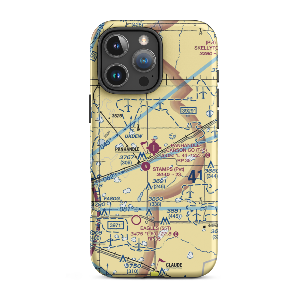Panhandle Carson County Airport (T45) VFR Sectional  Tough iPhone Case iPhone 16 Pro Max model shown