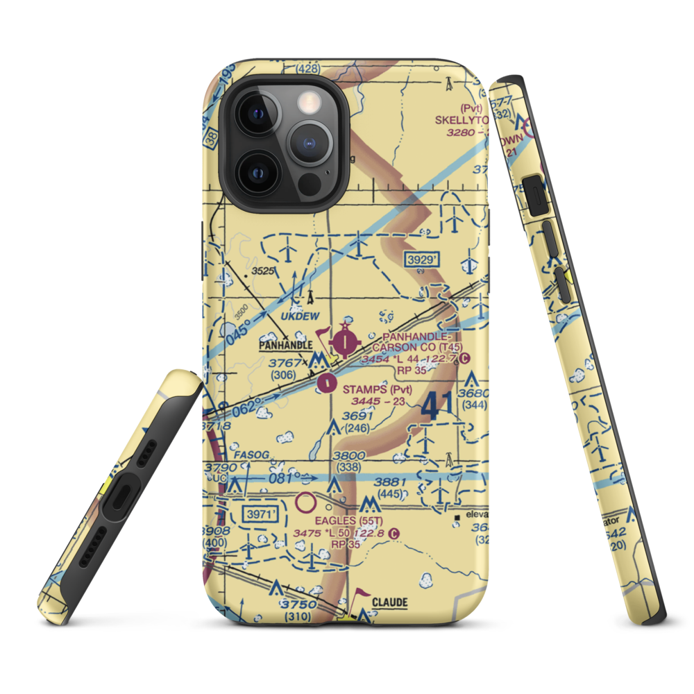 Panhandle Carson County Airport (T45) VFR Sectional  Tough iPhone Case iPhone 12 Pro Max model shown