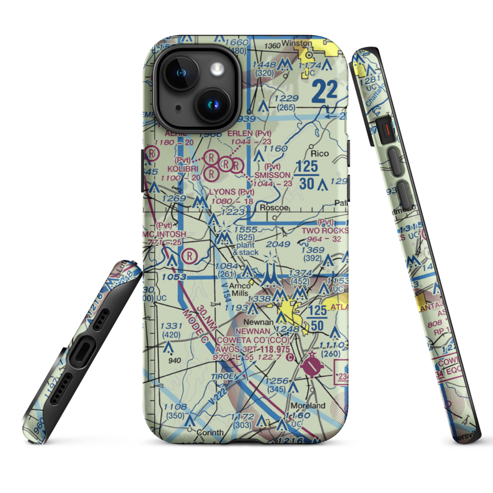 Panther Creek Airport (17GA) VFR Sectional  Tough iPhone Case iPhone 15 Plus model shown