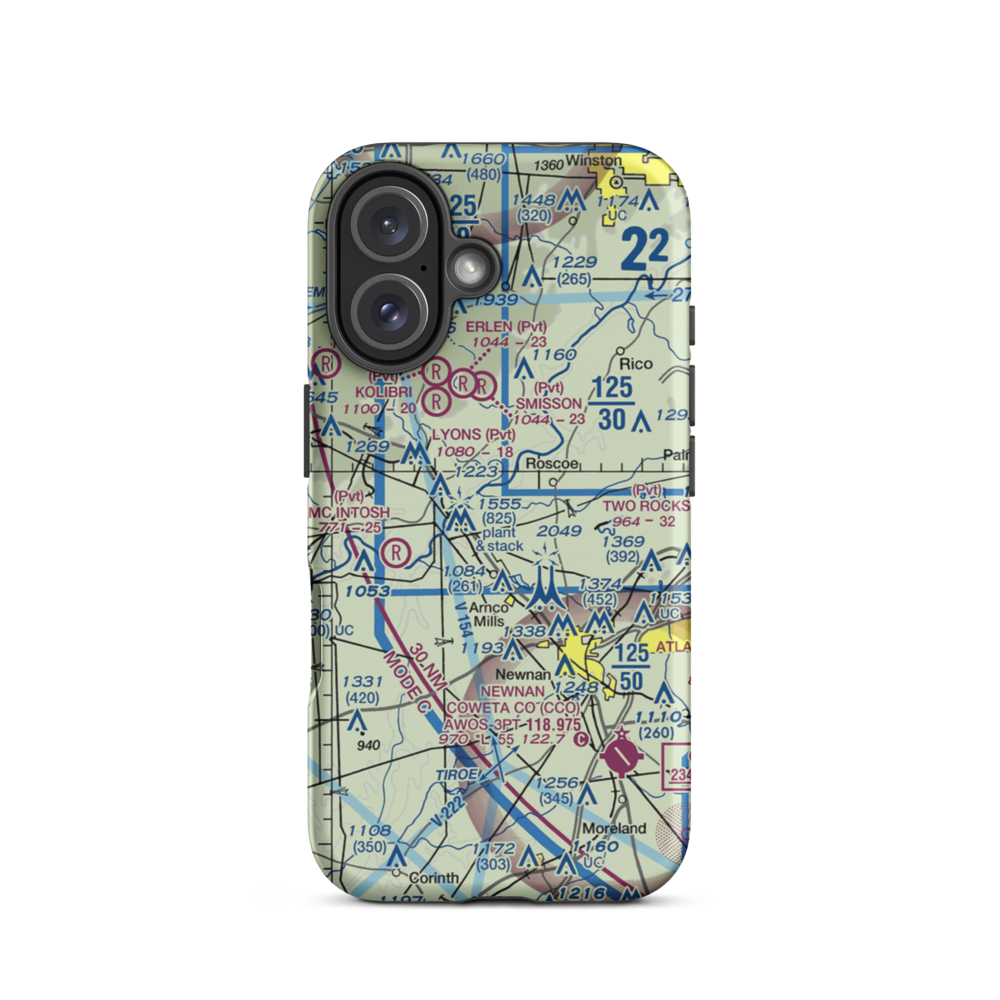 Panther Creek Airport (17GA) VFR Sectional  Tough iPhone Case iPhone 16 model shown