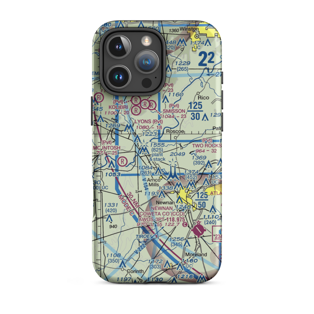 Panther Creek Airport (17GA) VFR Sectional  Tough iPhone Case iPhone 16 Pro Max model shown