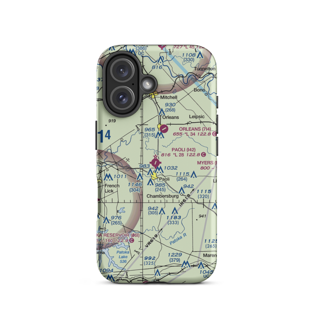 Paoli Municipal Airport (I42) VFR Sectional  Tough iPhone Case iPhone 16 model shown