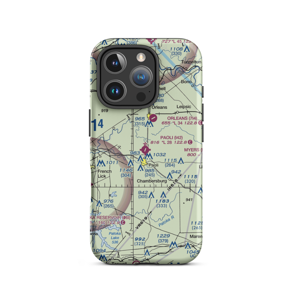 Paoli Municipal Airport (I42) VFR Sectional  Tough iPhone Case iPhone 16 Pro model shown