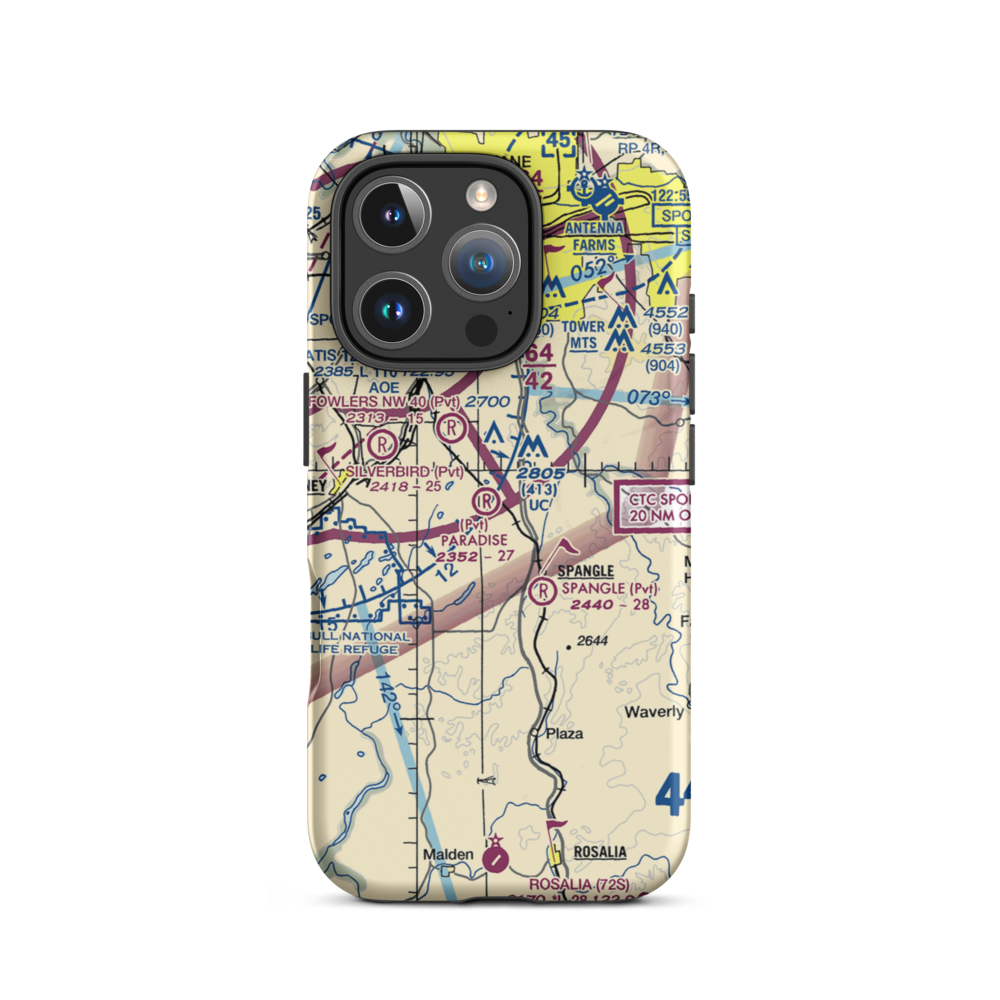 Paradise Air Ranch Airport (WA62) VFR Sectional  Tough iPhone Case iPhone 16 Pro model shown