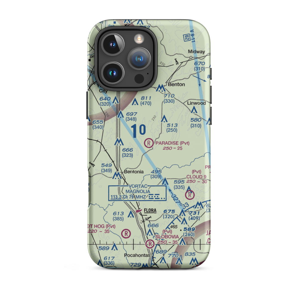 Paradise Airport (99MS) VFR Sectional  Tough iPhone Case iPhone 16 Pro Max model shown