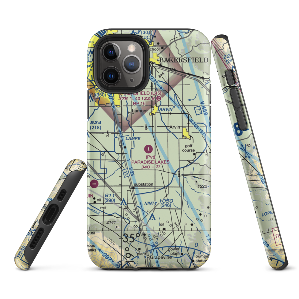 Paradise Lakes Airport (7CA2) VFR Sectional  Tough iPhone Case iPhone 11 Pro model shown