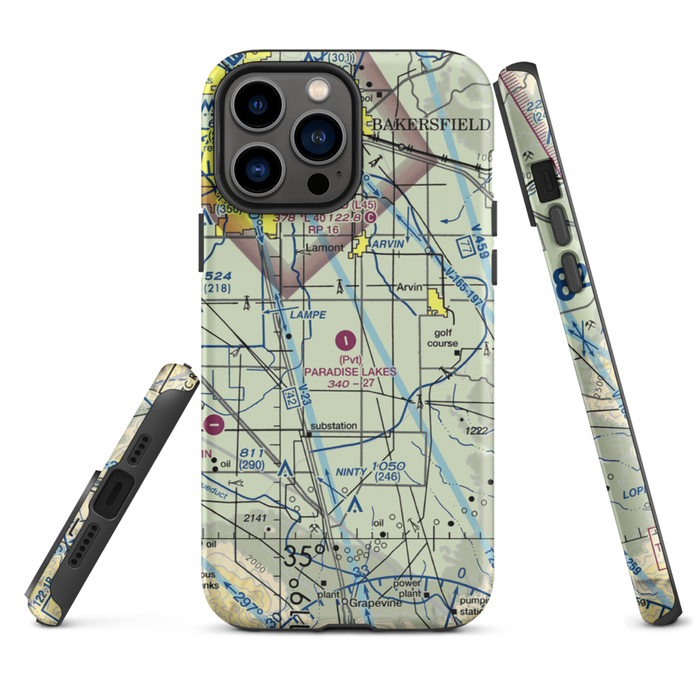 Paradise Lakes Airport (7CA2) VFR Sectional  Tough iPhone Case iPhone 13 Pro Max model shown