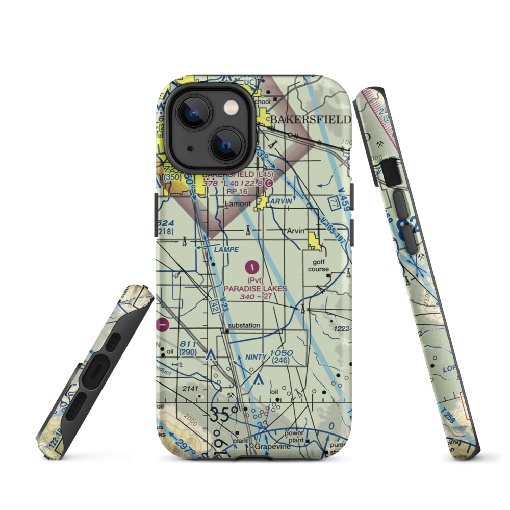 Paradise Lakes Airport (7CA2) VFR Sectional  Tough iPhone Case iPhone 14 model shown