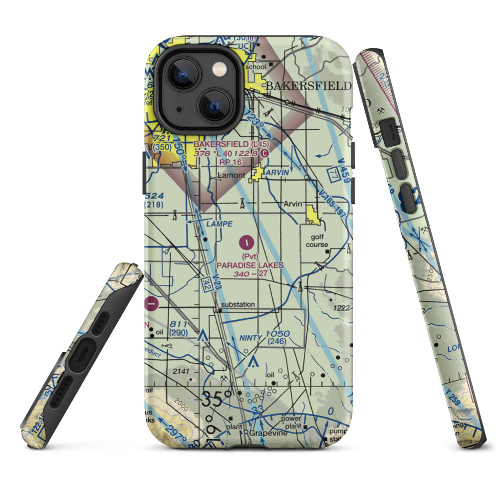 Paradise Lakes Airport (7CA2) VFR Sectional  Tough iPhone Case iPhone 14 Plus model shown