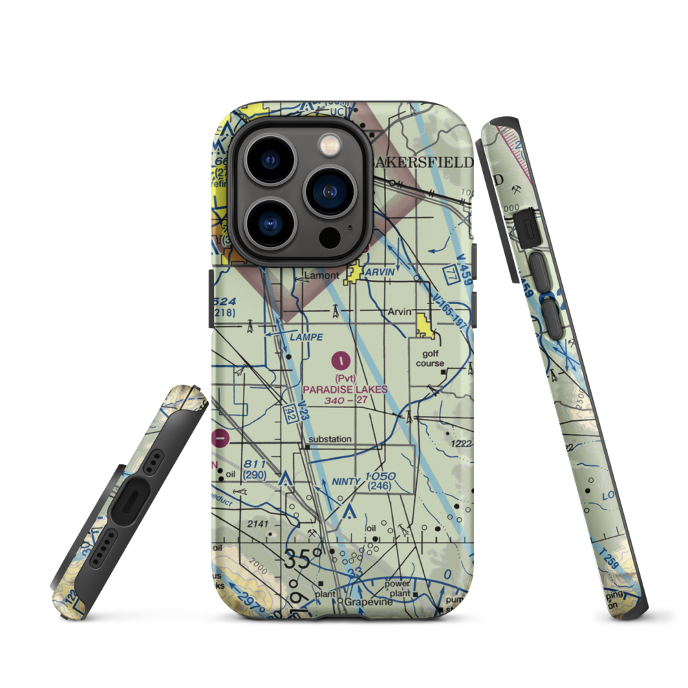Paradise Lakes Airport (7CA2) VFR Sectional  Tough iPhone Case iPhone 14 Pro model shown