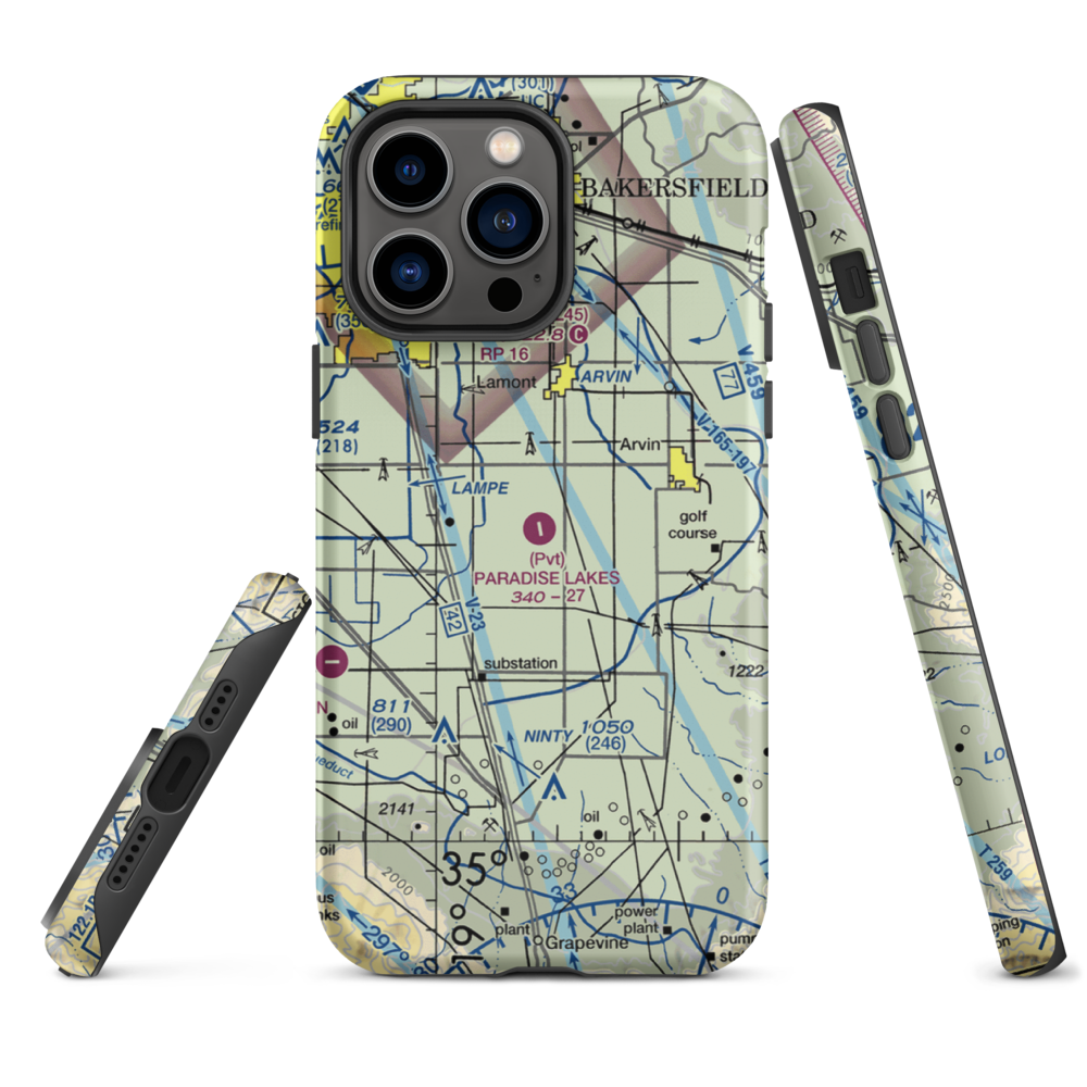 Paradise Lakes Airport (7CA2) VFR Sectional  Tough iPhone Case iPhone 14 Pro Max model shown
