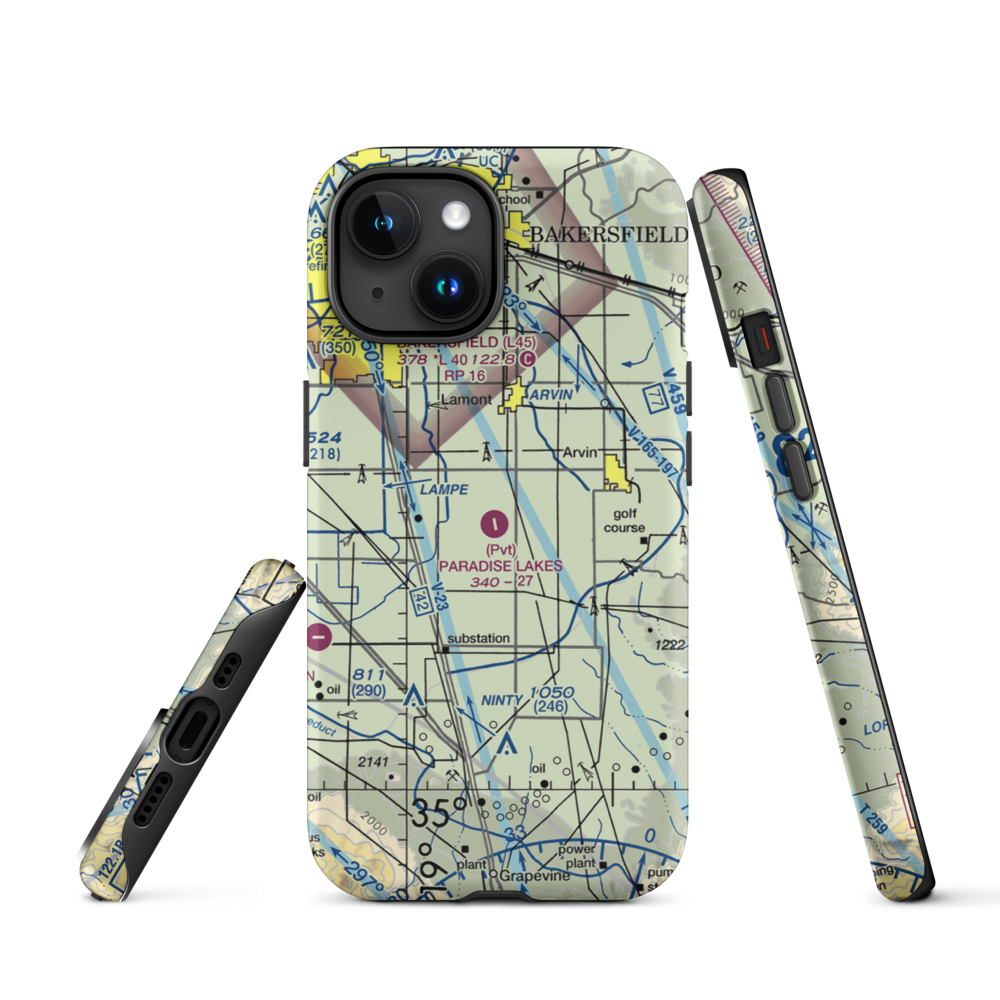 Paradise Lakes Airport (7CA2) VFR Sectional  Tough iPhone Case iPhone 15 model shown