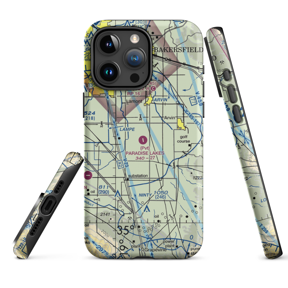 Paradise Lakes Airport (7CA2) VFR Sectional  Tough iPhone Case iPhone 15 Pro Max model shown