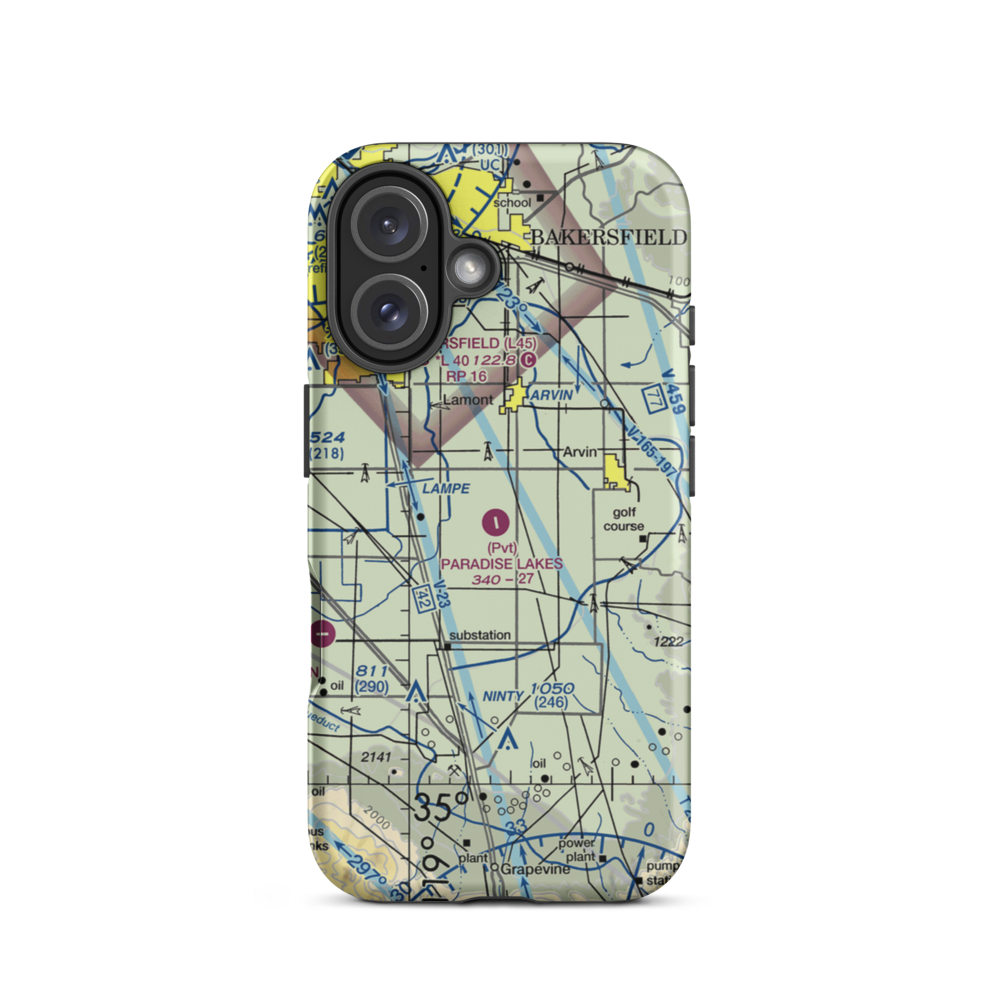 Paradise Lakes Airport (7CA2) VFR Sectional  Tough iPhone Case iPhone 16 model shown
