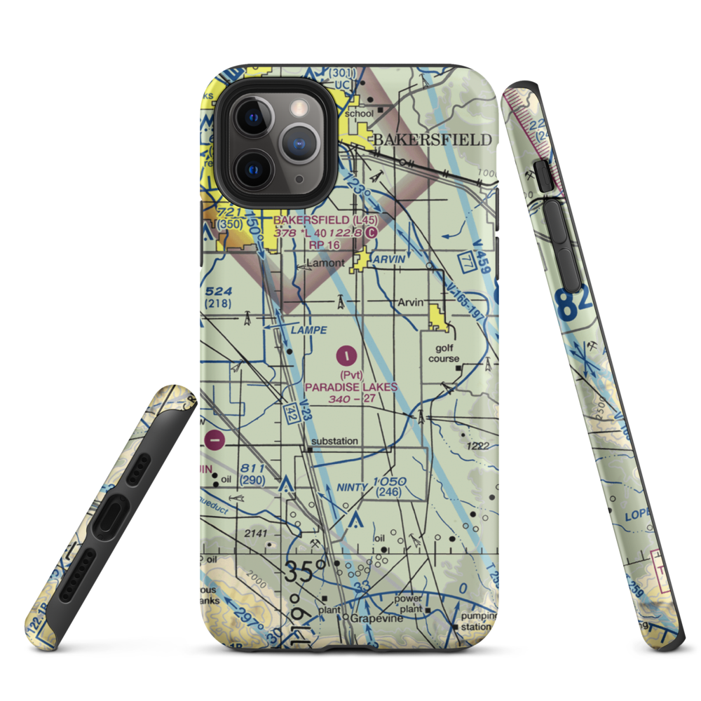 Paradise Lakes Airport (7CA2) VFR Sectional  Tough iPhone Case iPhone 11 Pro Max model shown
