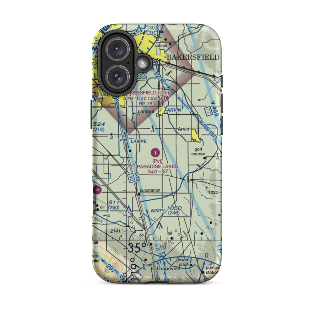 Paradise Lakes Airport (7CA2) VFR Sectional  Tough iPhone Case iPhone 16 Plus model shown