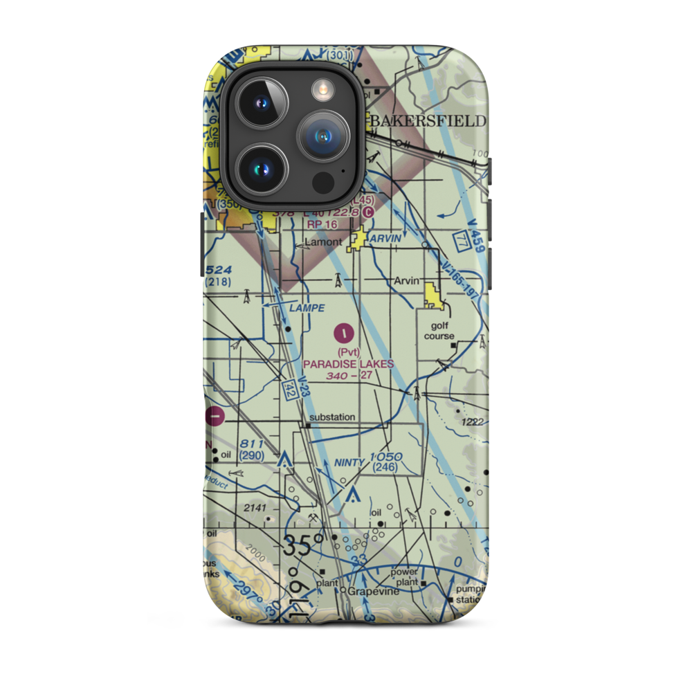 Paradise Lakes Airport (7CA2) VFR Sectional  Tough iPhone Case iPhone 16 Pro Max model shown